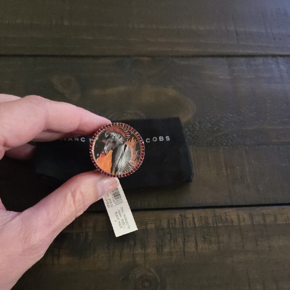 Marc Jacobs Vibrant Orange and Black Ring